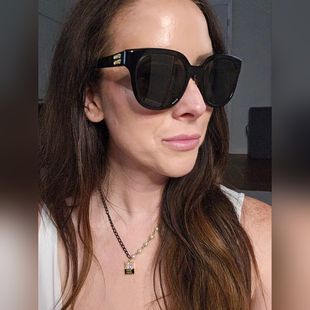 Miu Miu Black & Gold Sunglasses - Picture 3 of 7